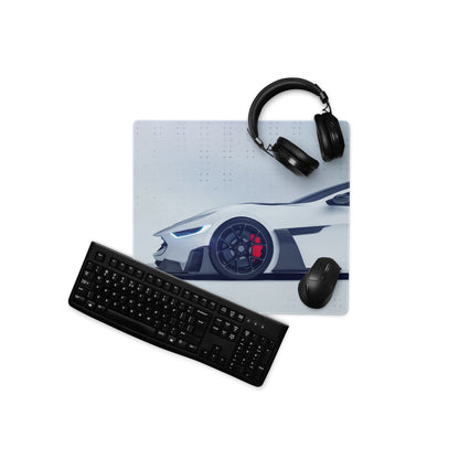 Velocity Car Themed Pad - Car White Silver Desk Modern Sleek Futuristic Minimalist High-Tech Esports Setup Photo