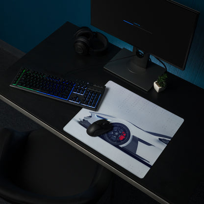 Velocity Car Themed Pad - Car White Silver Desk Modern Sleek Futuristic Minimalist High-Tech Esports Setup Photo