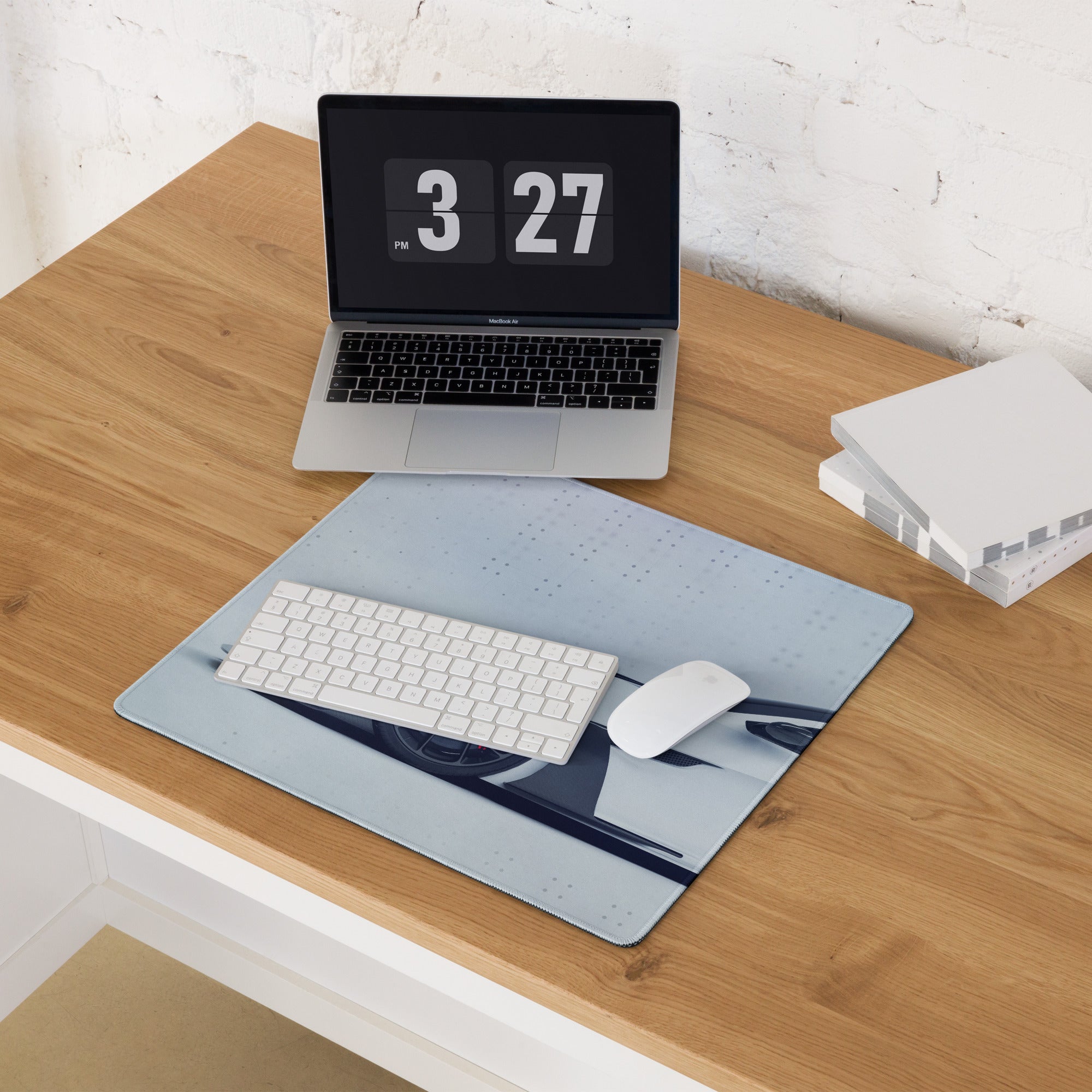Velocity Car Themed Pad - Car White Silver Desk Modern Sleek Futuristic Minimalist High-Tech Esports Setup Photo