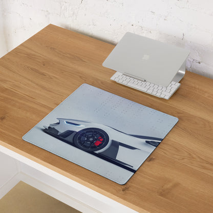 Velocity Car Themed Pad - Car White Silver Desk Modern Sleek Futuristic Minimalist High-Tech Esports Setup Photo