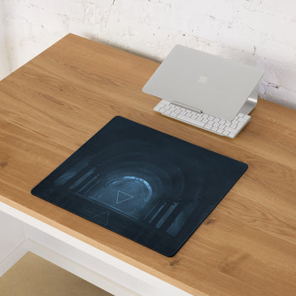 Midnight Blue Neon Geometry Mouse Pad - Gaming Mouse Pad Blue Neon Futuristic Moody Neon Tech Decor Cyberpunk