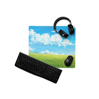 Skyscape Large Gaming Mouse Pad - Landscape Sky Blue Cloudy Nature Desk Mat For Gaming Calm Desk Decor Digital Art