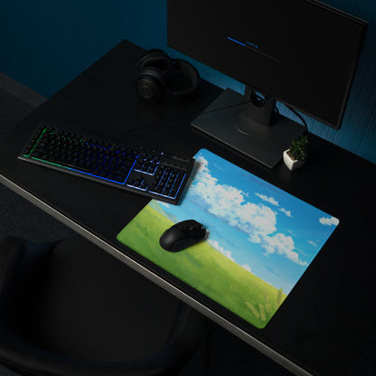 Skyscape Large Gaming Mouse Pad - Landscape Sky Blue Cloudy Nature Desk Mat For Gaming Calm Desk Decor Digital Art