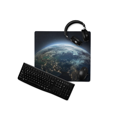 Cosmic Earth Gaming Mouse Pad - Earth Blue Space Gaming Desk Modern Cosmic Mood Minimalist Desk Decor Space Pad Digital