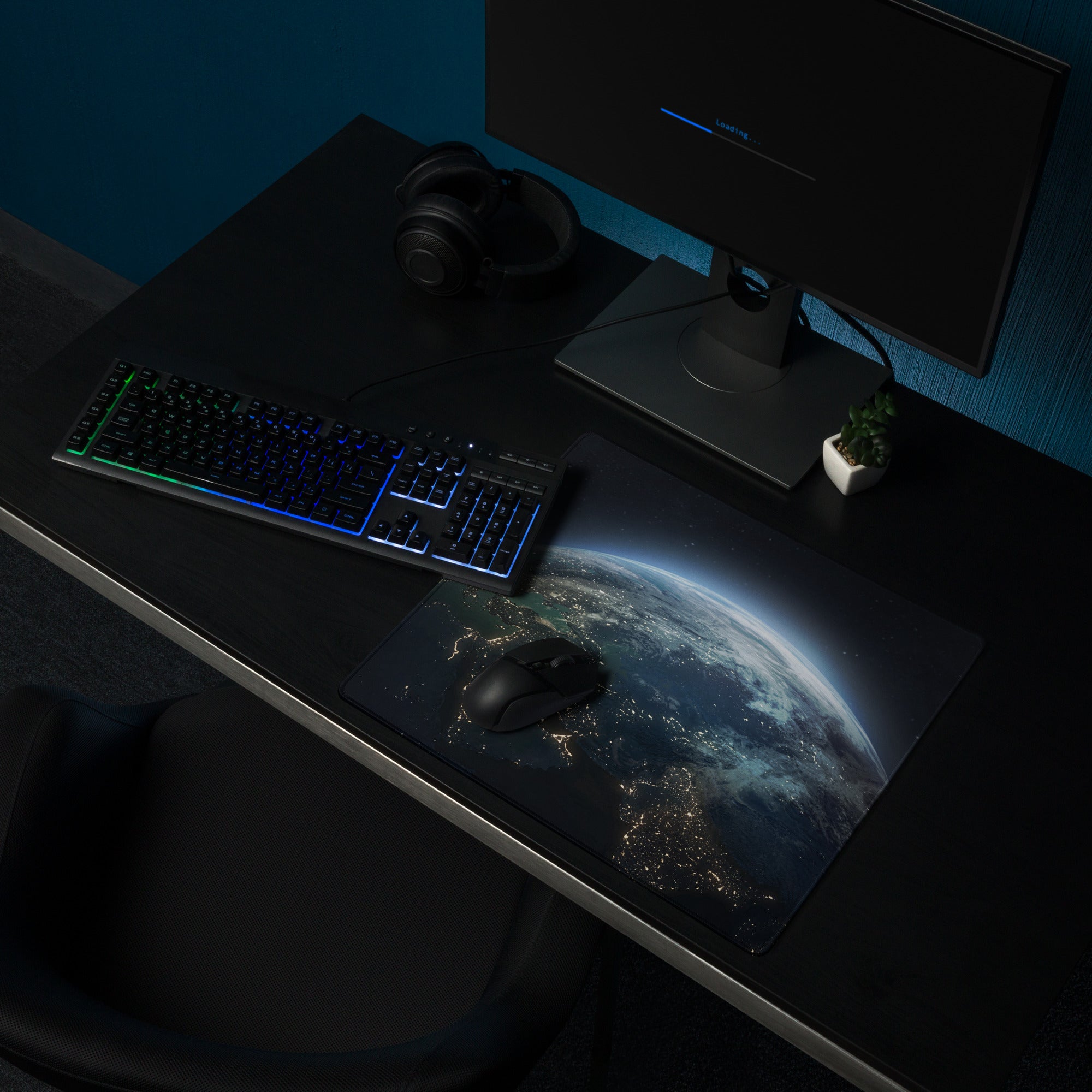 Cosmic Earth Gaming Mouse Pad - Earth Blue Space Gaming Desk Modern Cosmic Mood Minimalist Desk Decor Space Pad Digital