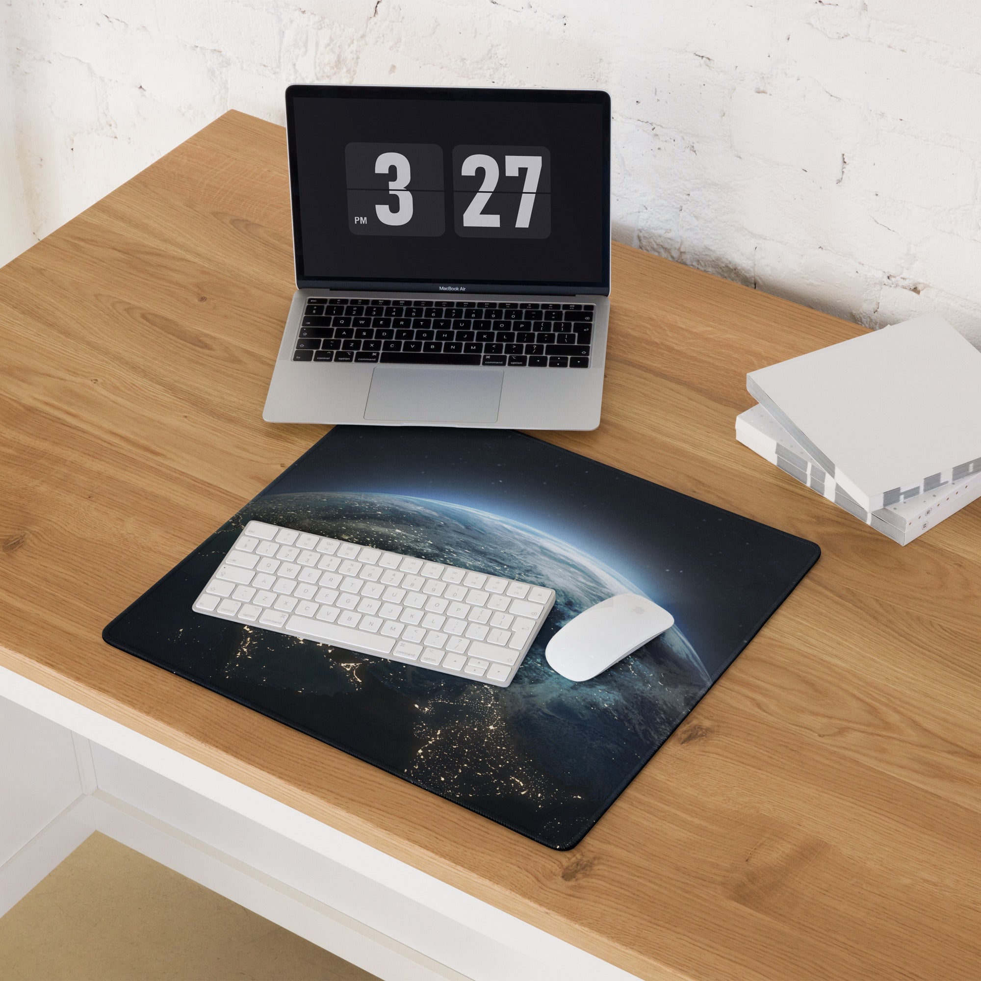 Cosmic Earth Gaming Mouse Pad - Earth Blue Space Gaming Desk Modern Cosmic Mood Minimalist Desk Decor Space Pad Digital