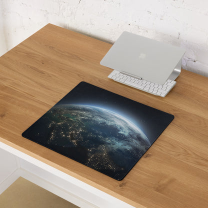 Cosmic Earth Gaming Mouse Pad - Earth Blue Space Gaming Desk Modern Cosmic Mood Minimalist Desk Decor Space Pad Digital