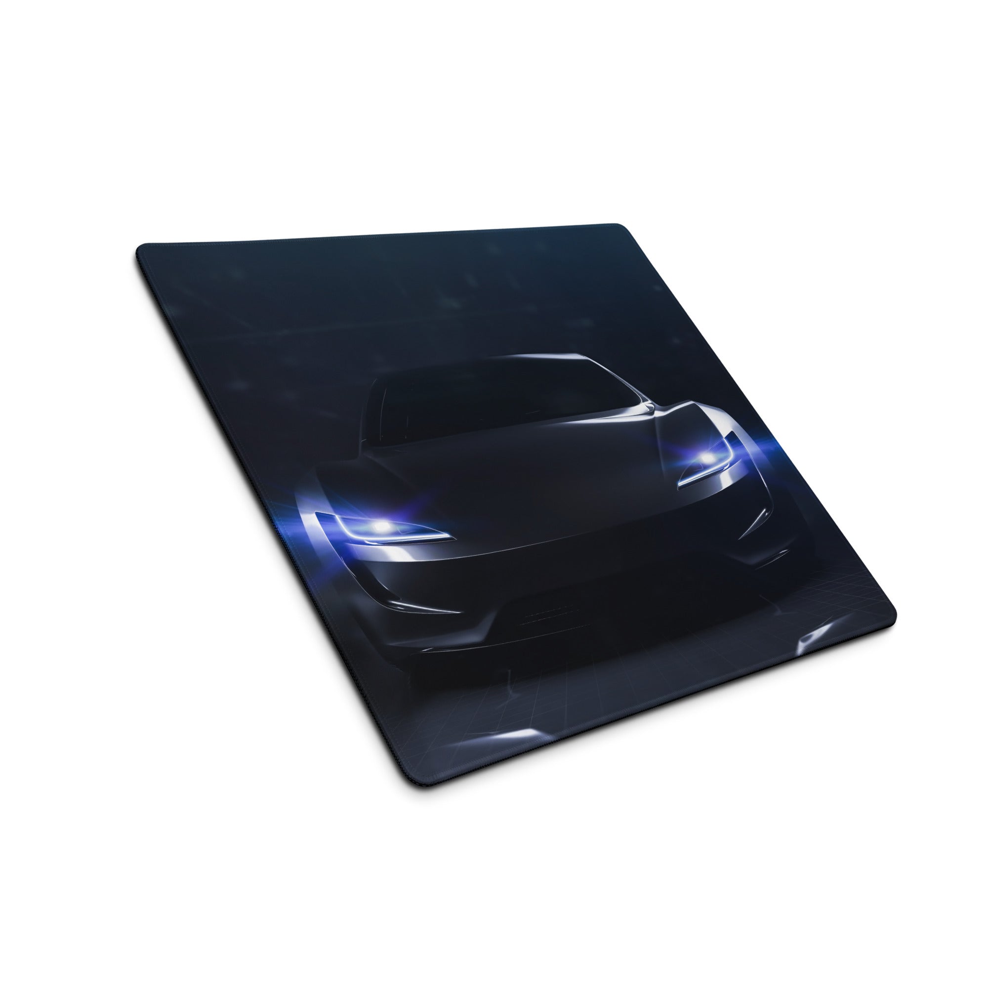 Night Drive Car Gaming Mouse Pad - Racing Car Black Blue Desk Gaming Pad Futuristic Intense Mood Minimalist
