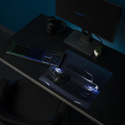Night Drive Car Gaming Mouse Pad - Racing Car Black Blue Desk Gaming Pad Futuristic Intense Mood Minimalist