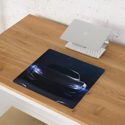 Night Drive Car Gaming Mouse Pad - Racing Car Black Blue Desk Gaming Pad Futuristic Intense Mood Minimalist