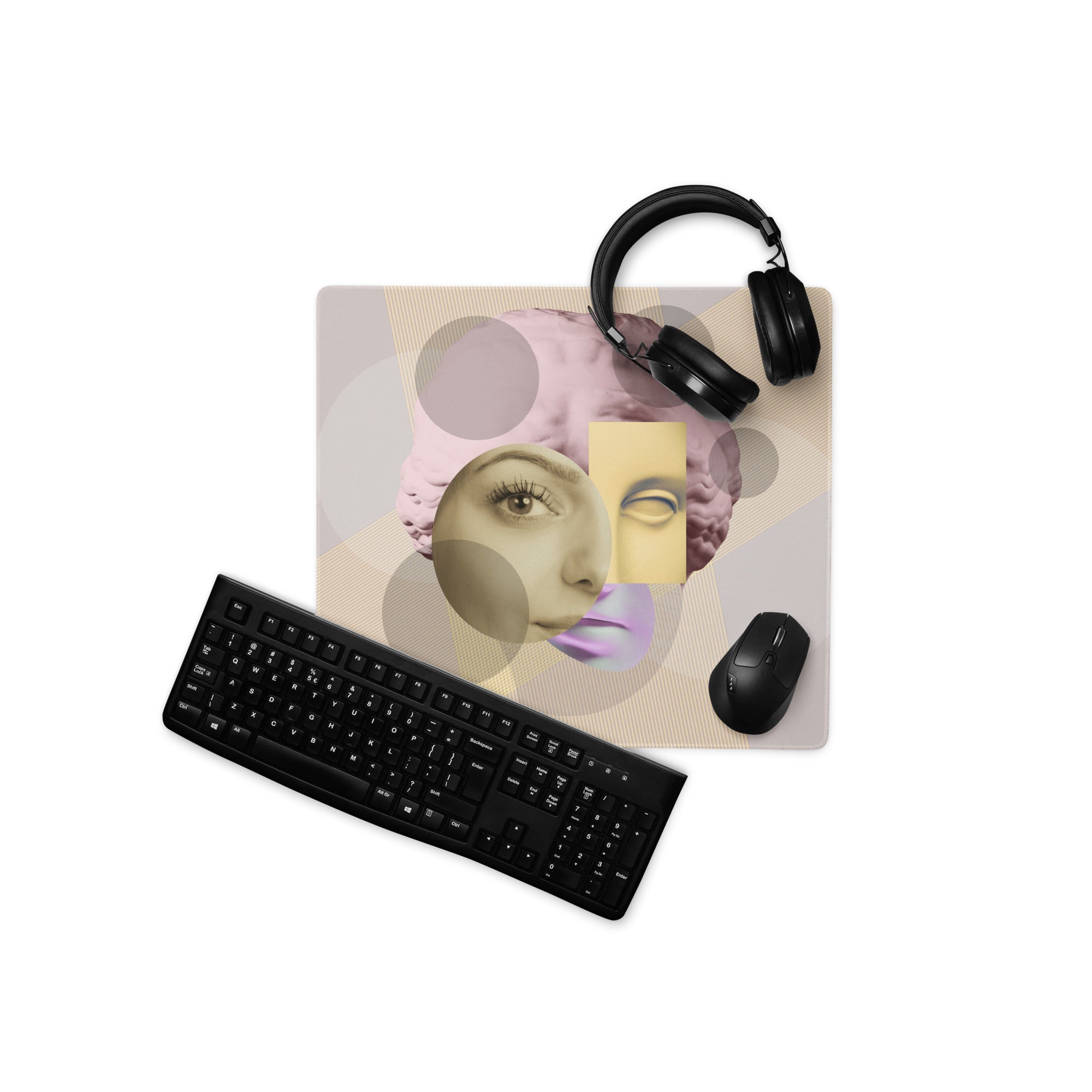 Geometric Pop Art Mouse Pad - Gaming Mouse Pad Pastel Pink Desk Abstract Calm Mood Minimalist Large Desk Mat Non Slip