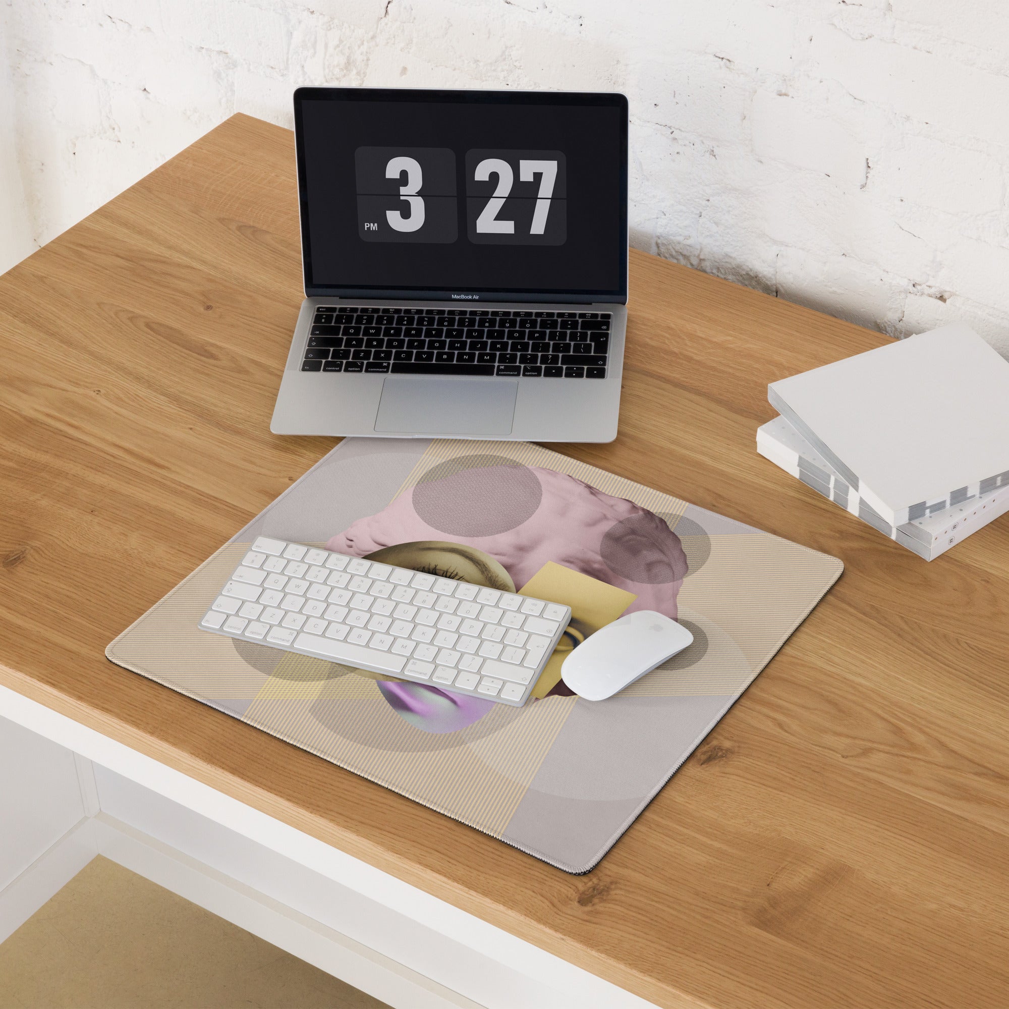 Geometric Pop Art Mouse Pad - Gaming Mouse Pad Pastel Pink Desk Abstract Calm Mood Minimalist Large Desk Mat Non Slip