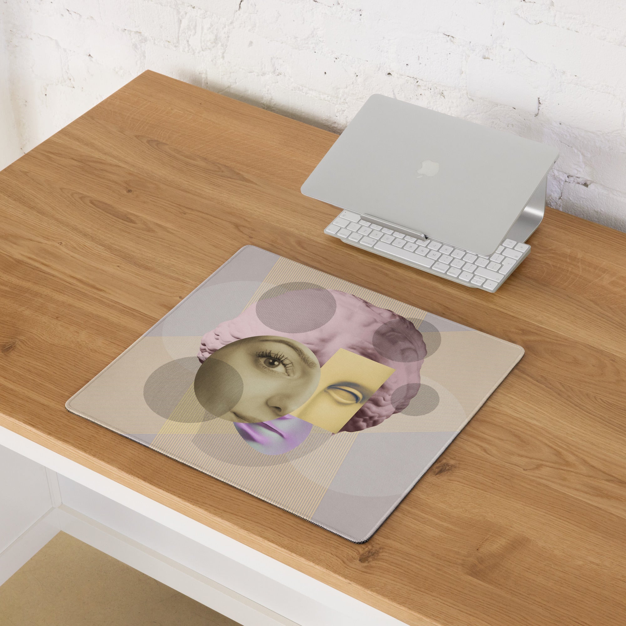 Geometric Pop Art Mouse Pad - Gaming Mouse Pad Pastel Pink Desk Abstract Calm Mood Minimalist Large Desk Mat Non Slip