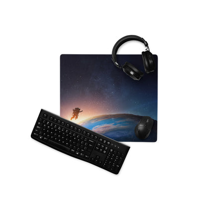 Cosmic Astronaut Desk Pad - Astronaut Space Scene Orange Blue Desk Setup Epic Mood Office Gaming Niche Digital Art