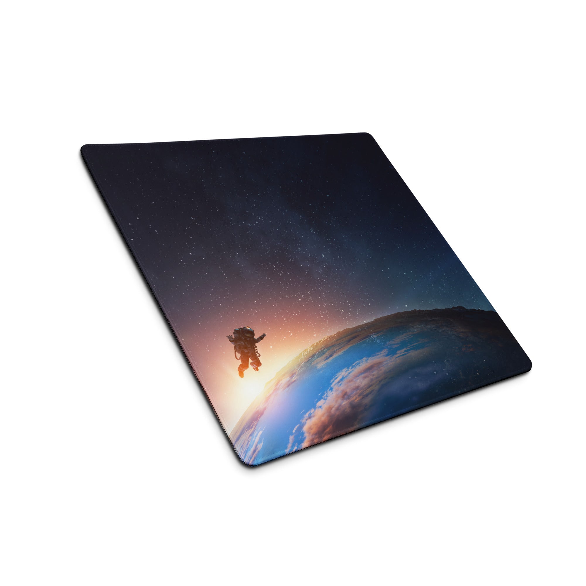 Cosmic Astronaut Desk Pad - Astronaut Space Scene Orange Blue Desk Setup Epic Mood Office Gaming Niche Digital Art