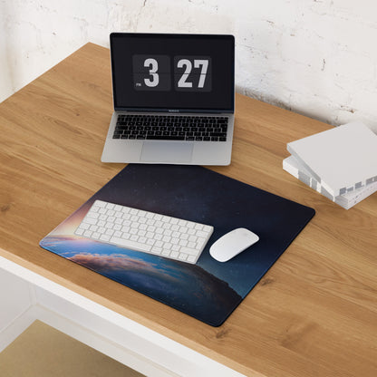 Cosmic Astronaut Desk Pad - Astronaut Space Scene Orange Blue Desk Setup Epic Mood Office Gaming Niche Digital Art