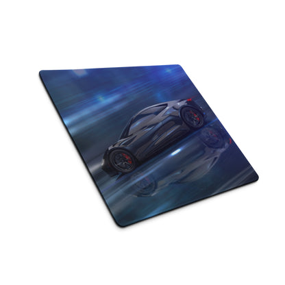 Blue Neon Speed Car Mouse Pad - Gaming Mouse Pad Blue Desk Setup Futuristic Dynamic Mood Tech Modern Esports CGI