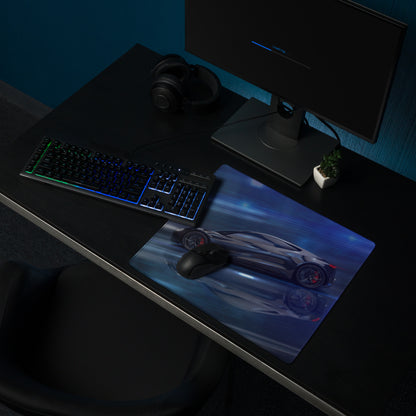 Blue Neon Speed Car Mouse Pad - Gaming Mouse Pad Blue Desk Setup Futuristic Dynamic Mood Tech Modern Esports CGI