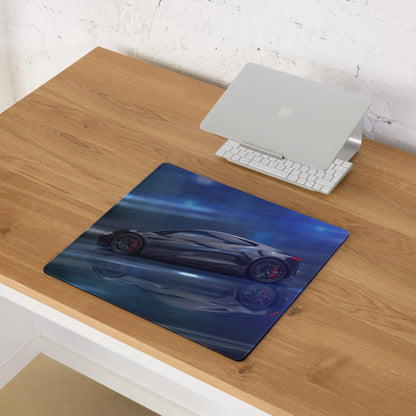 Blue Neon Speed Car Mouse Pad - Gaming Mouse Pad Blue Desk Setup Futuristic Dynamic Mood Tech Modern Esports CGI