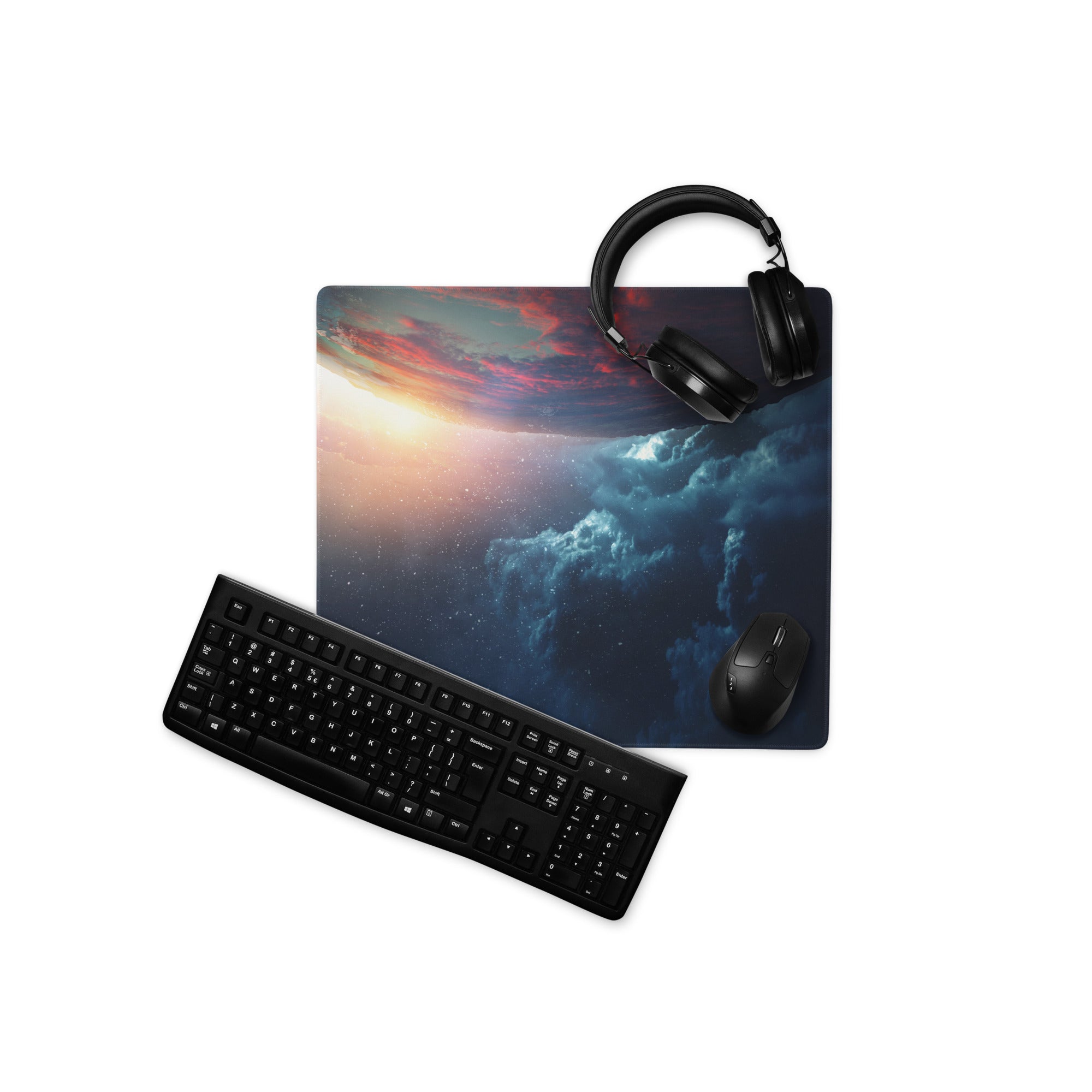 Cosmic Night Gaming Mouse Pad - Gaming Mouse Pad Cosmic Blue Black Desk Modern Immersive Mood Tech Decor Non Slip Printed