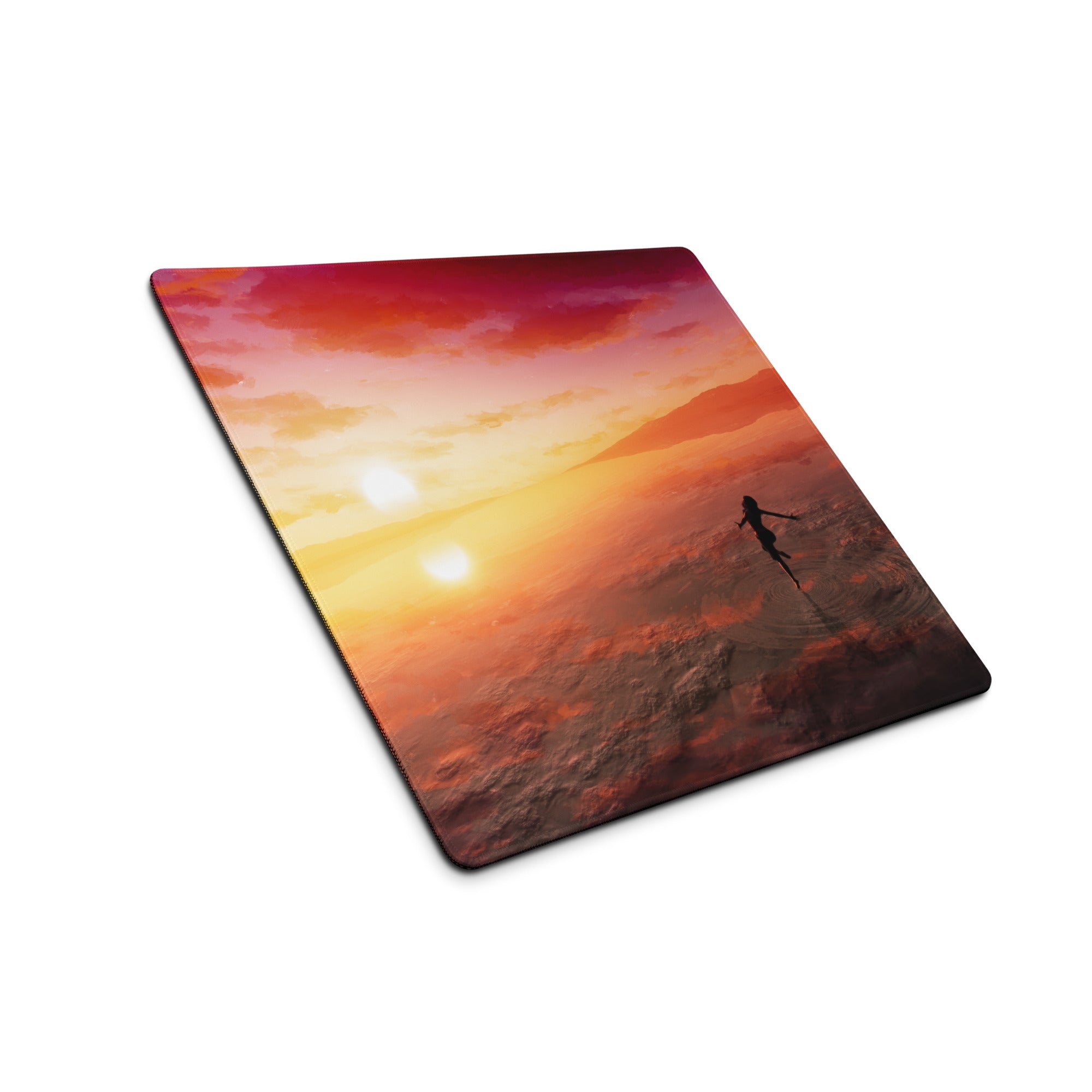 Sunset Beach Gaming Pad - Sunset Beach Scene Orange Pink Desk Setup Cinematic Warm Mood Modern Decor Large Pad Photo