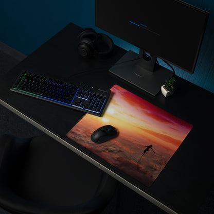Sunset Beach Gaming Pad - Sunset Beach Scene Orange Pink Desk Setup Cinematic Warm Mood Modern Decor Large Pad Photo