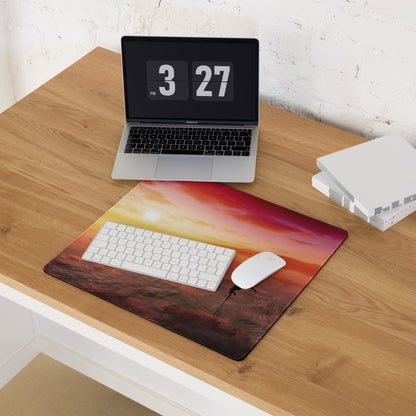 Sunset Beach Gaming Pad - Sunset Beach Scene Orange Pink Desk Setup Cinematic Warm Mood Modern Decor Large Pad Photo
