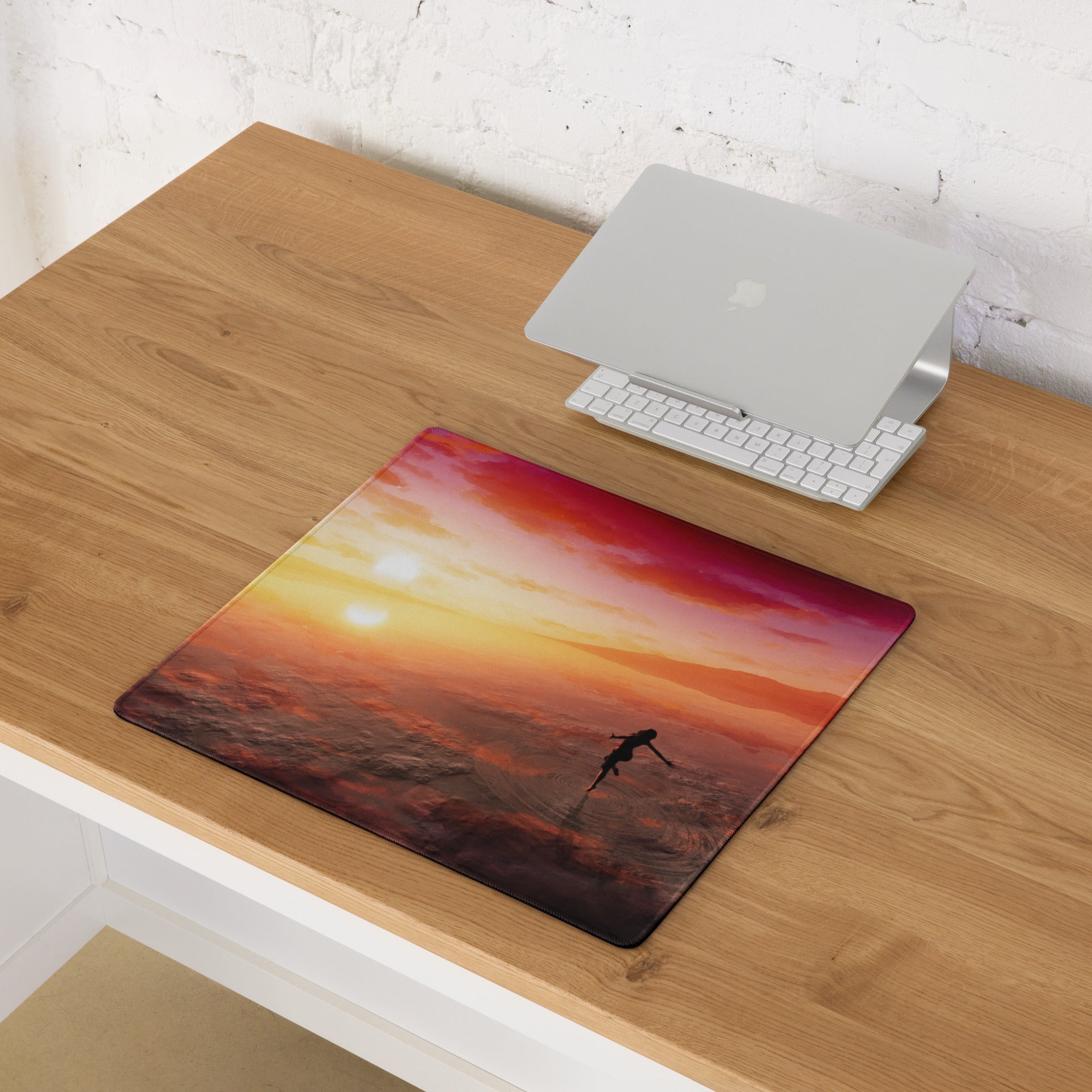 Sunset Beach Gaming Pad - Sunset Beach Scene Orange Pink Desk Setup Cinematic Warm Mood Modern Decor Large Pad Photo