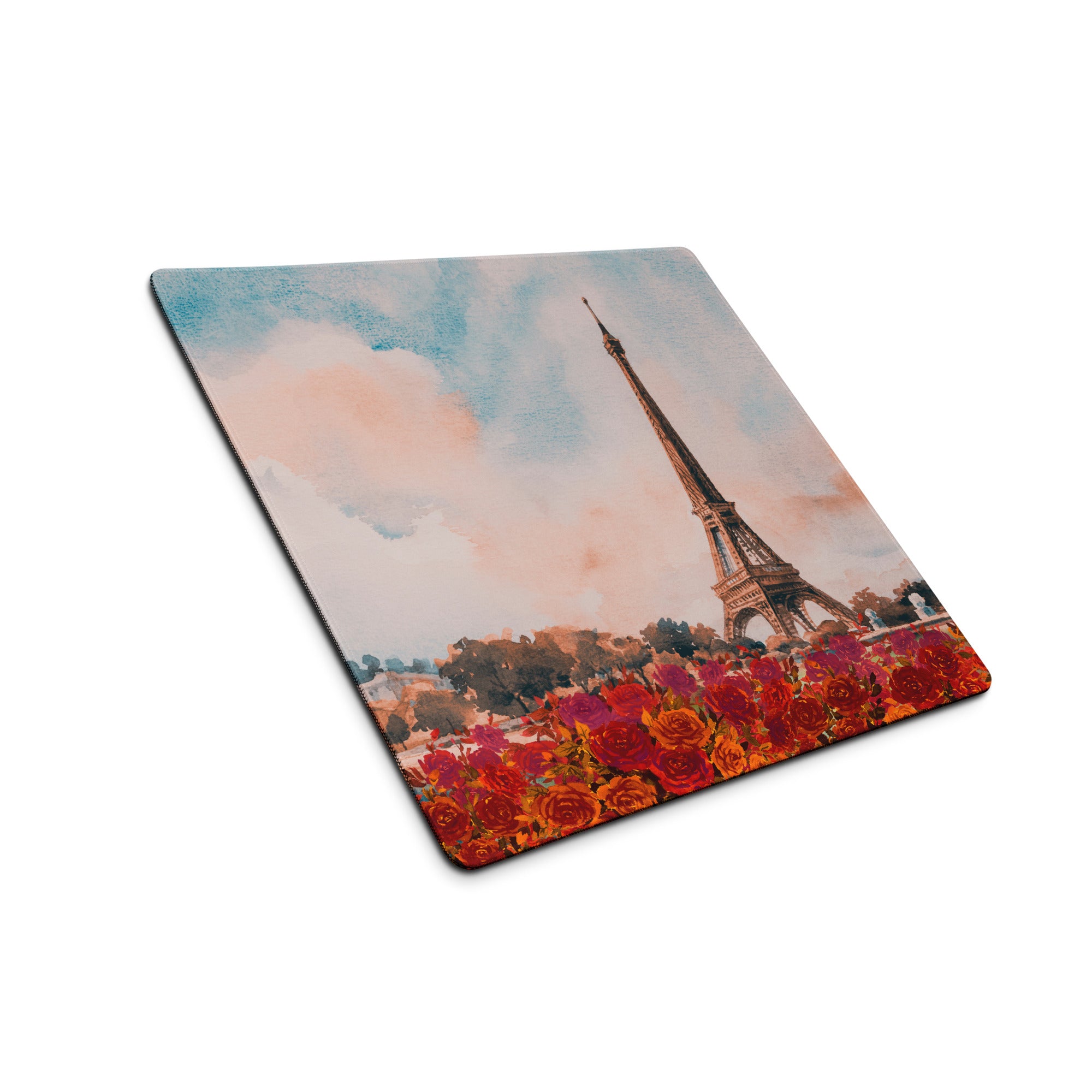 Paris Eiffel Watercolor Mouse Pad - Eiffel Tower Paris Watercolor Desk Mat Pink Blue Romantic Mood Non Slip