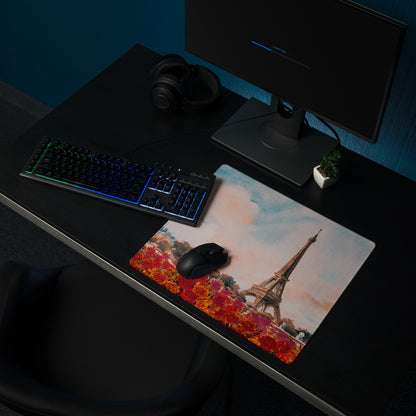 Paris Eiffel Watercolor Mouse Pad - Eiffel Tower Paris Watercolor Desk Mat Pink Blue Romantic Mood Non Slip