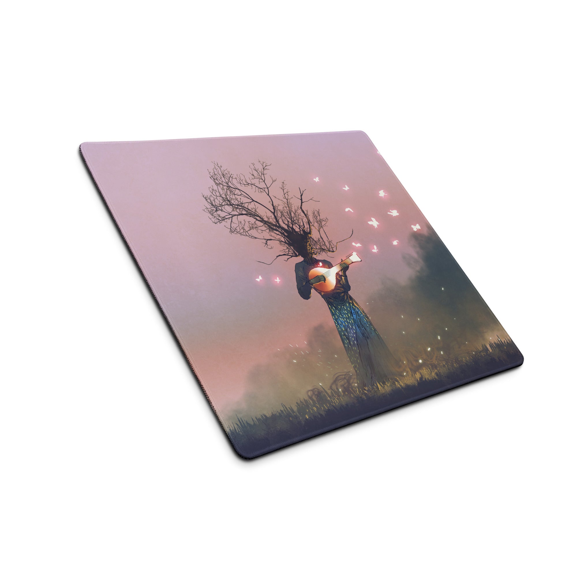 Dreamscape Guitar Tree Mouse Pad - Mouse Pad Large For Gaming Desk Pink Purple Surreal Digital Art Dreamy Mood Decor