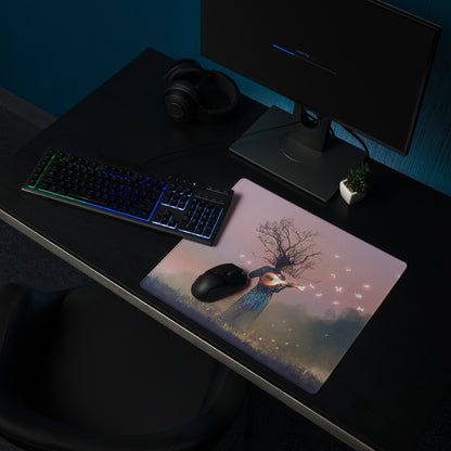 Dreamscape Guitar Tree Mouse Pad - Mouse Pad Large For Gaming Desk Pink Purple Surreal Digital Art Dreamy Mood Decor