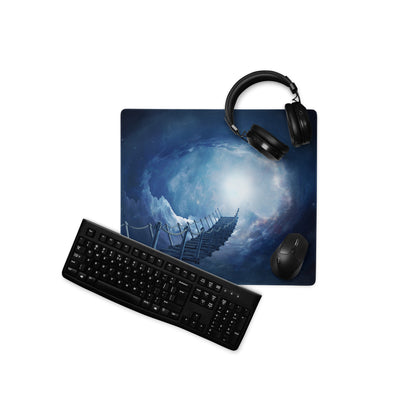 Cosmic Bridge Gaming Mouse Pad - Cosmic Bridge Deep Blue Gaming Desk Cinematic Epic Mood SciFi Modern Space Pad Art