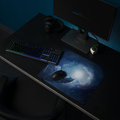 Cosmic Bridge Gaming Mouse Pad - Cosmic Bridge Deep Blue Gaming Desk Cinematic Epic Mood SciFi Modern Space Pad Art