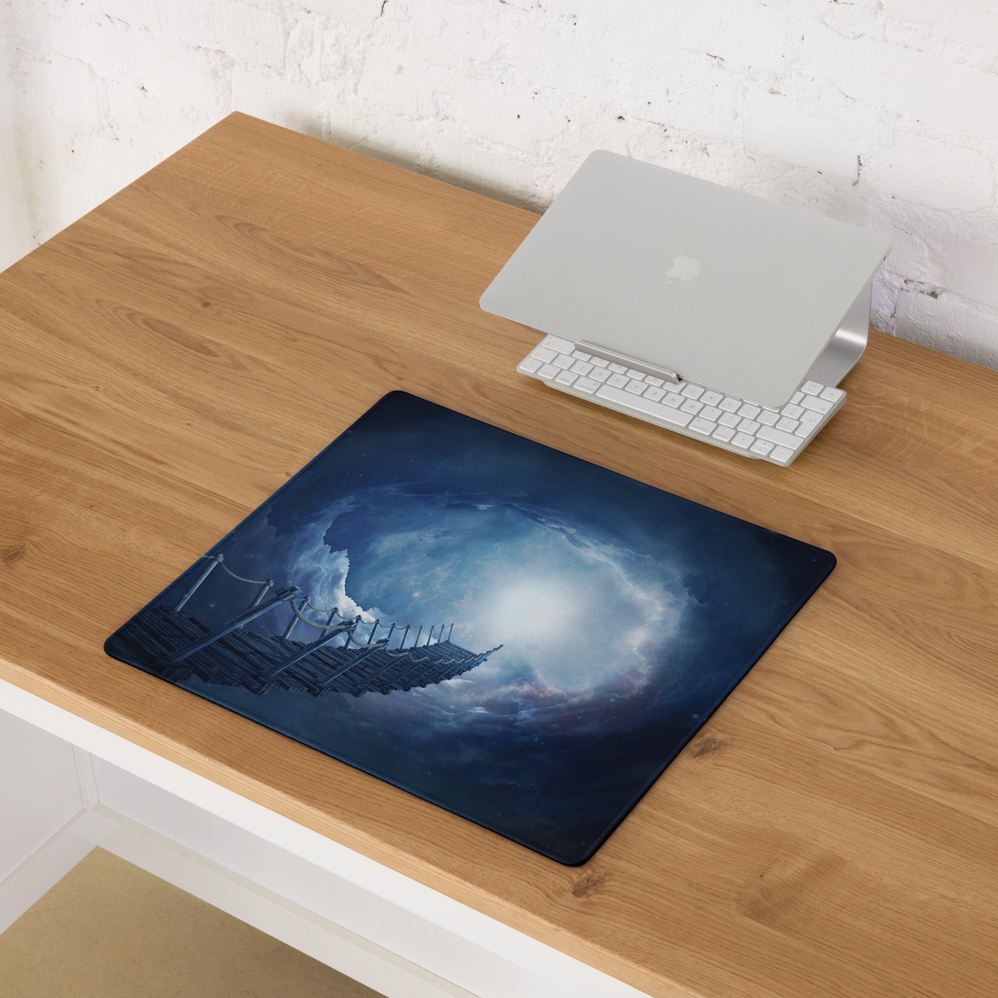 Cosmic Bridge Gaming Mouse Pad - Cosmic Bridge Deep Blue Gaming Desk Cinematic Epic Mood SciFi Modern Space Pad Art