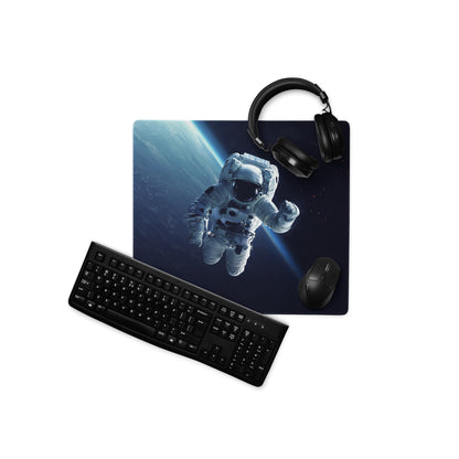 Cosmic Space Odyssey Gaming Mouse Pad - Astronaut Space Blue Black Gaming Mat Cinematic Sci Fi Moody Futuristic Space Themed Desk Mat