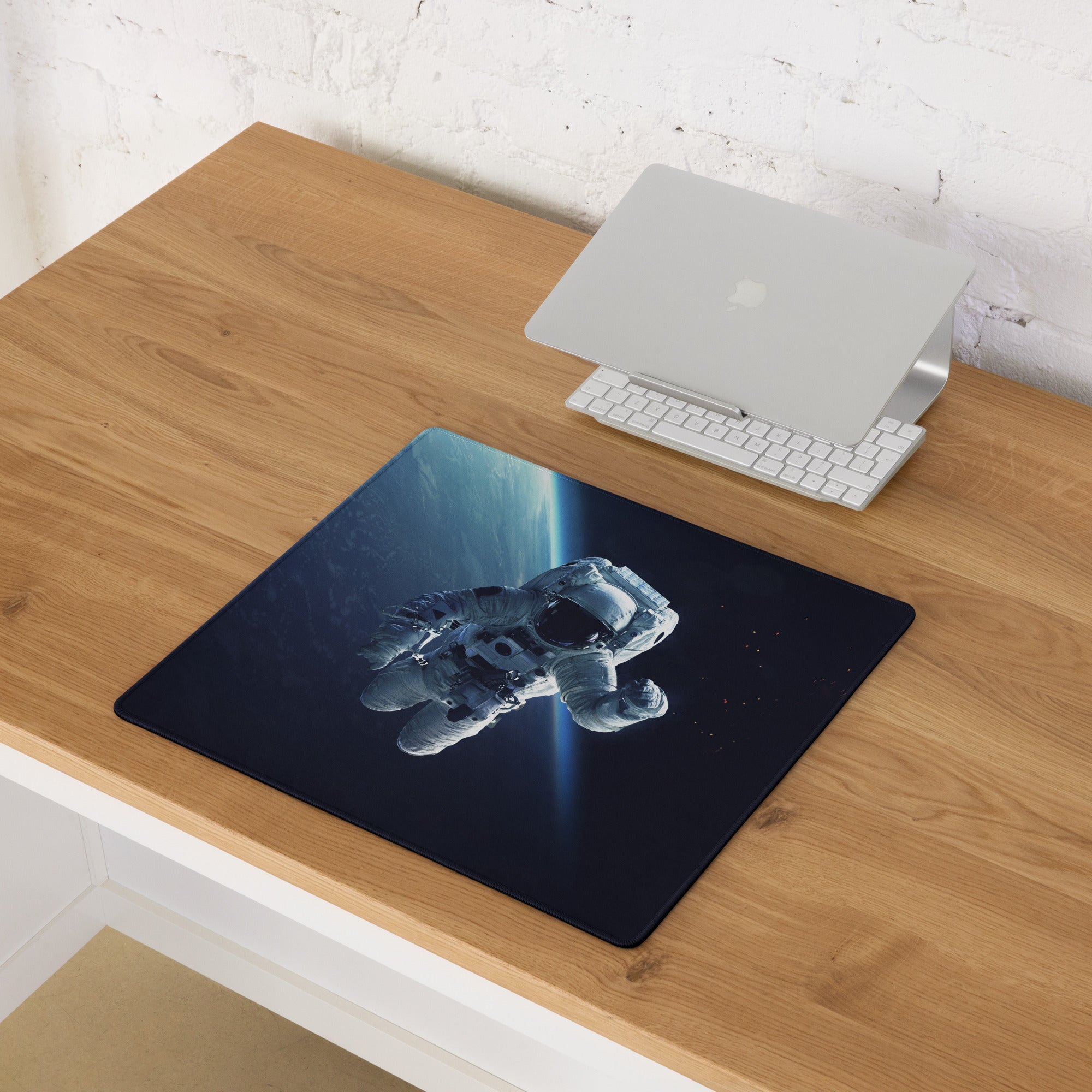 Cosmic Space Odyssey Gaming Mouse Pad - Astronaut Space Blue Black Gaming Mat Cinematic Sci Fi Moody Futuristic Space Themed Desk Mat