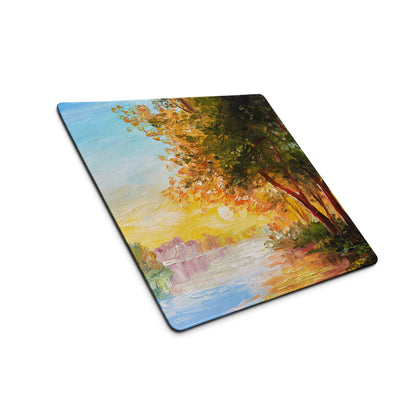 Autumn Landscape Impressionist Mouse Pad - Landscape Art Blue Sunset Desk Gaming Warm Vibrant Modern Decor Oil Painting