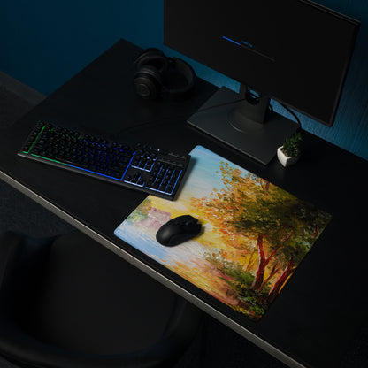 Autumn Landscape Impressionist Mouse Pad - Landscape Art Blue Sunset Desk Gaming Warm Vibrant Modern Decor Oil Painting