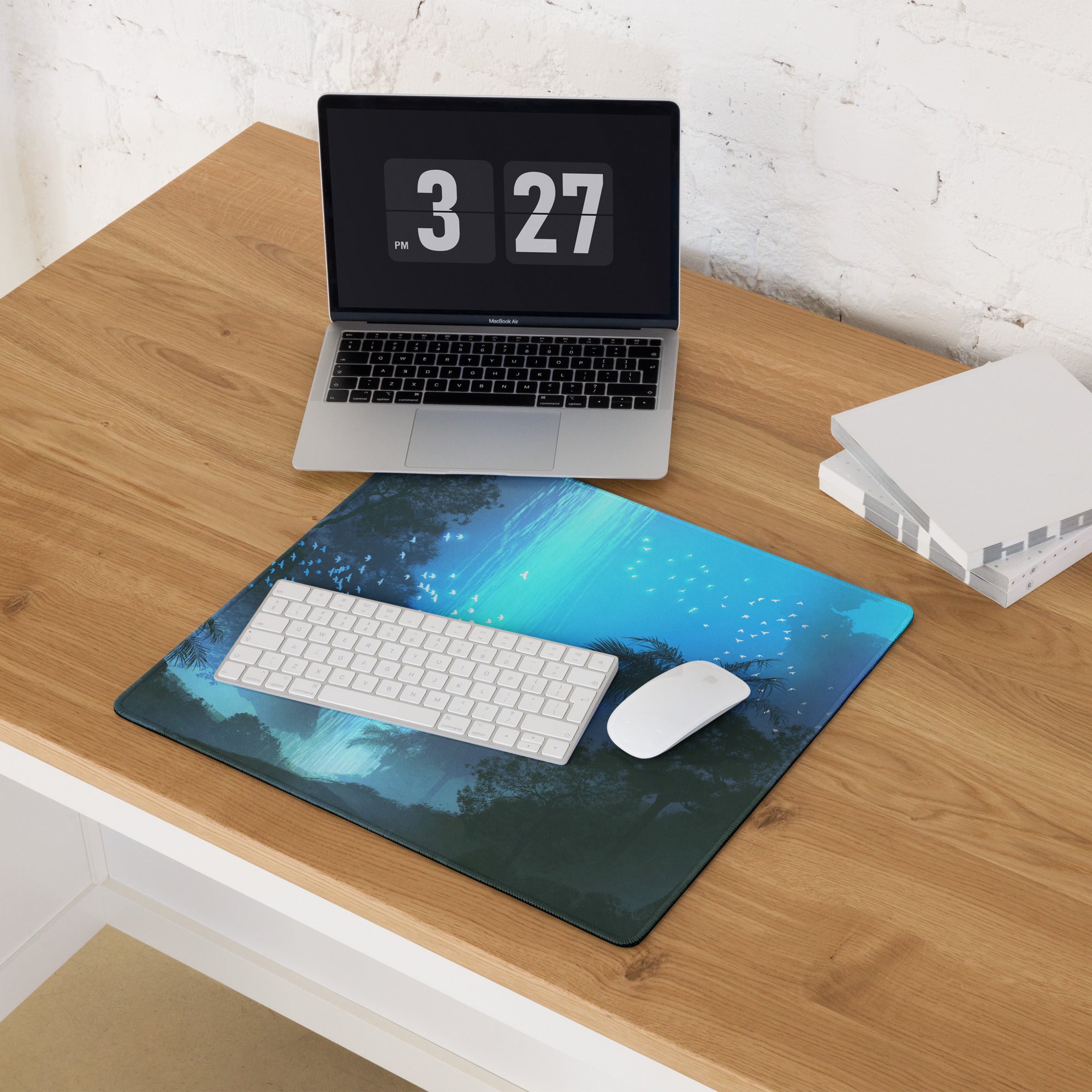 Azure Jungle Gaming Mouse Pad - Gaming Mouse Pad Blue Gradient Desk Setup Modern Calm Mood Minimalist Decor for Gamers
