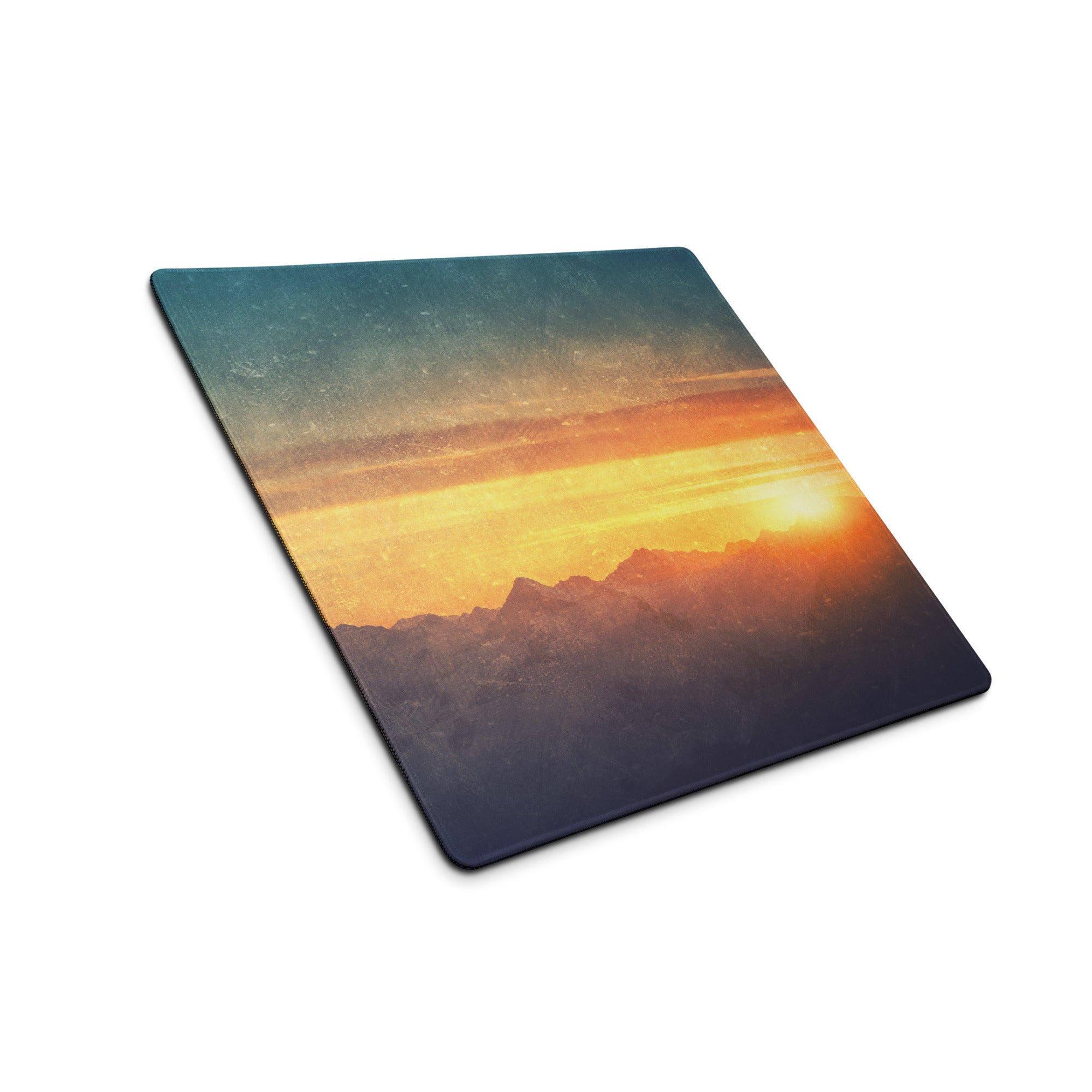 Sunset Mountain Landscape Gaming Pad - Sunset Mountain Landscape, Navy Gradient, Gaming Desk, Photo, Warm Mood