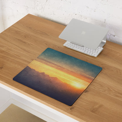 Sunset Mountain Landscape Gaming Pad - Sunset Mountain Landscape, Navy Gradient, Gaming Desk, Photo, Warm Mood