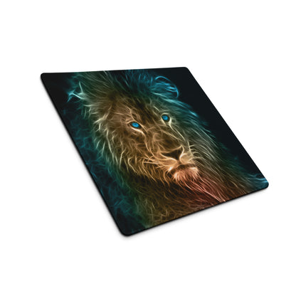 Cat Portrait Mouse Pad Multicolor Neon Gaming Desk Fractal Art - Mood Cyberpunk, Modern Minimal, Large Mouse Pad