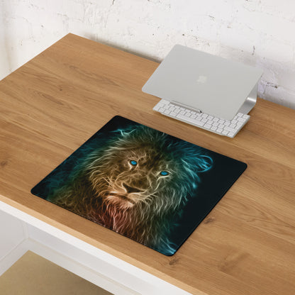Cat Portrait Mouse Pad Multicolor Neon Gaming Desk Fractal Art - Mood Cyberpunk, Modern Minimal, Large Mouse Pad