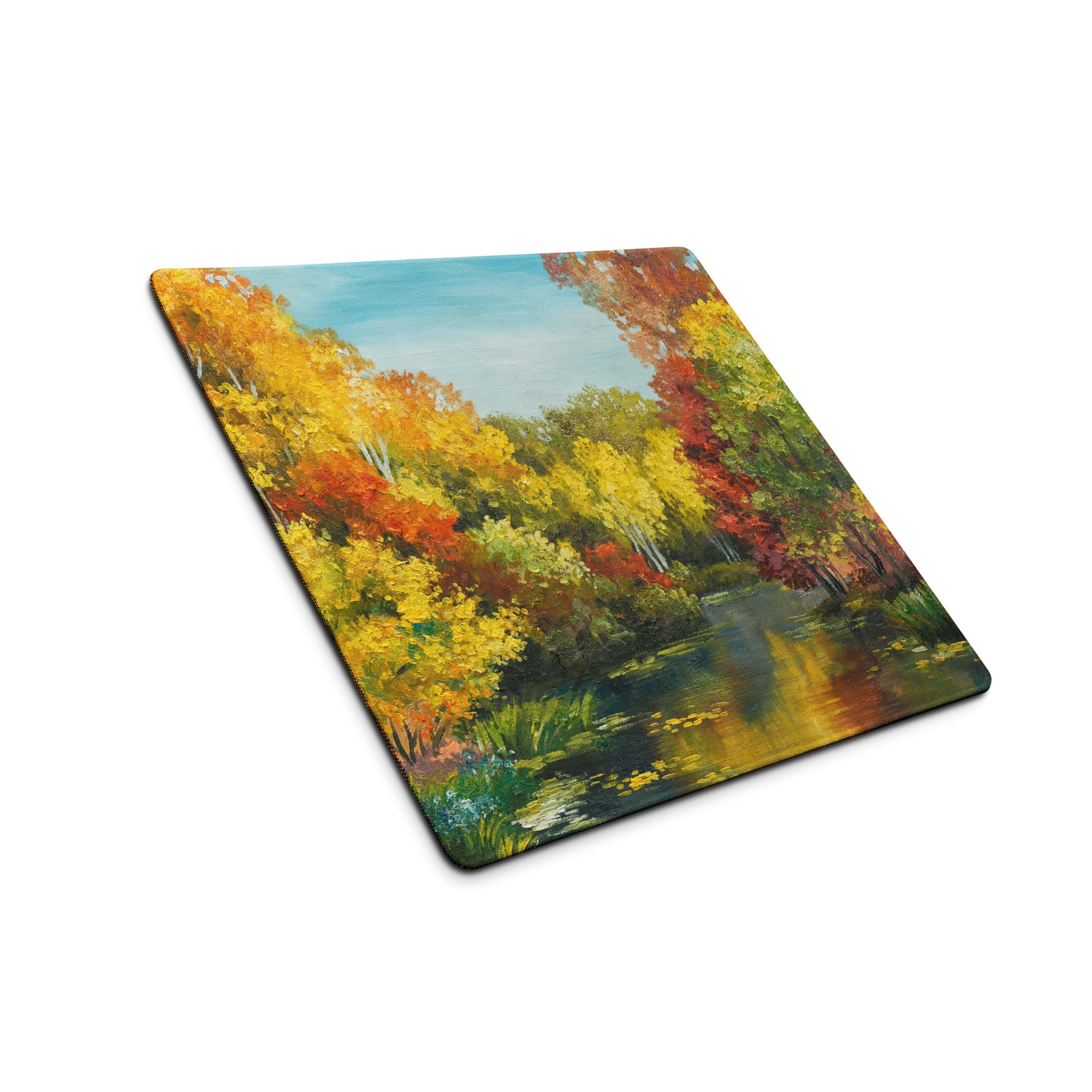 Autumn Forest Impressionist Mouse Pad - Autumn Forest Scene Orange Yellow Red Desk Impressionist Vibrant Mood Oil