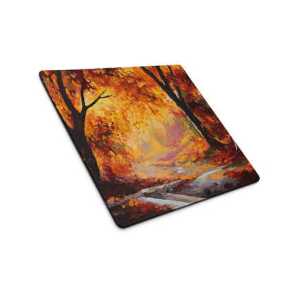 Autumn Ember Abstract Pad - Mouse Pad Autumn Orange Black Desk Office Abstract - Cozy Modern Rustic Gaming Desk Oil