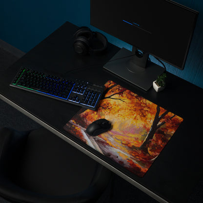 Autumn Ember Abstract Pad - Mouse Pad Autumn Orange Black Desk Office Abstract - Cozy Modern Rustic Gaming Desk Oil