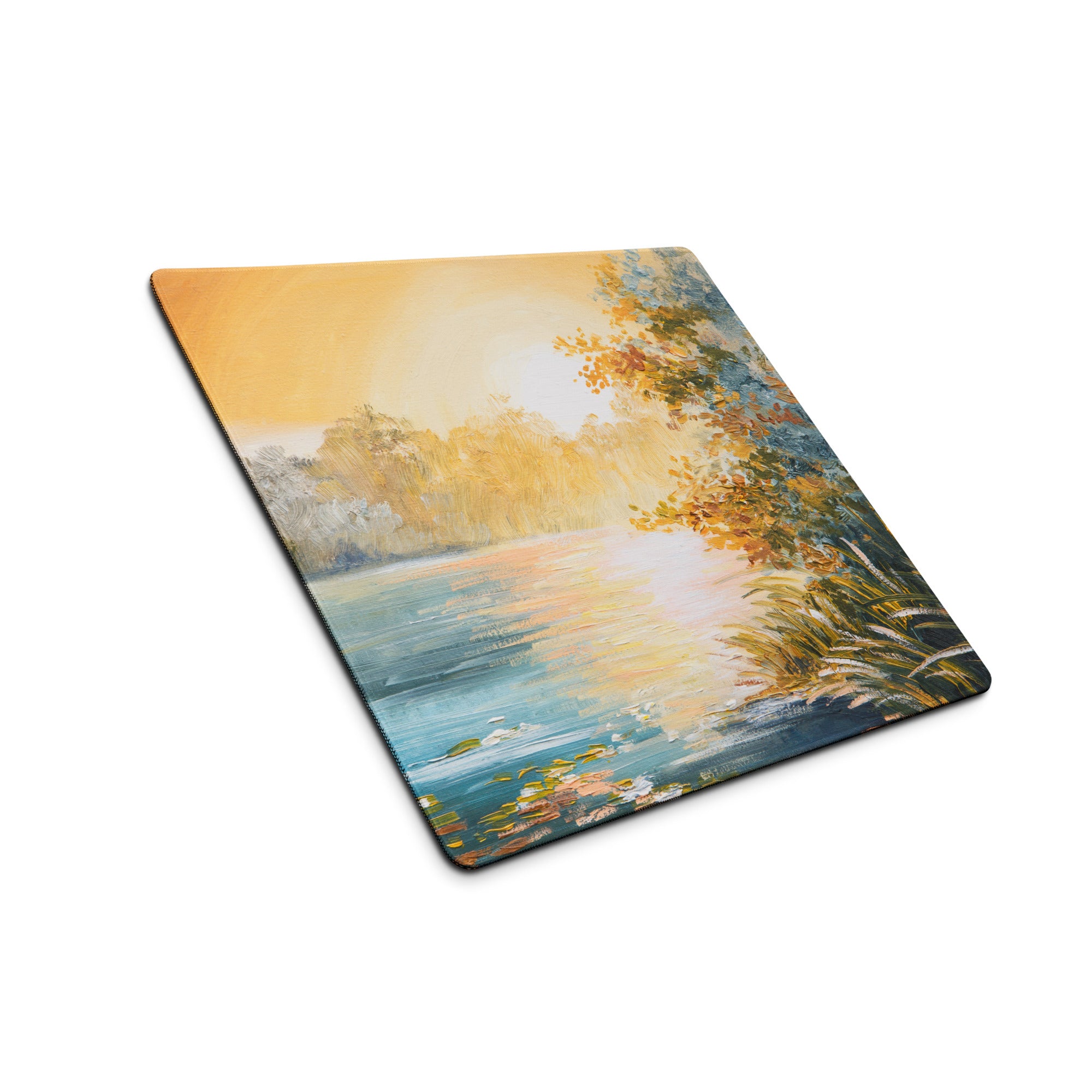 Sunset Landscape Impressionist Mouse Pad - Landscape Sunset Orange Blue Desk | Calm Mood; Modern Desk Decor; Oil Art