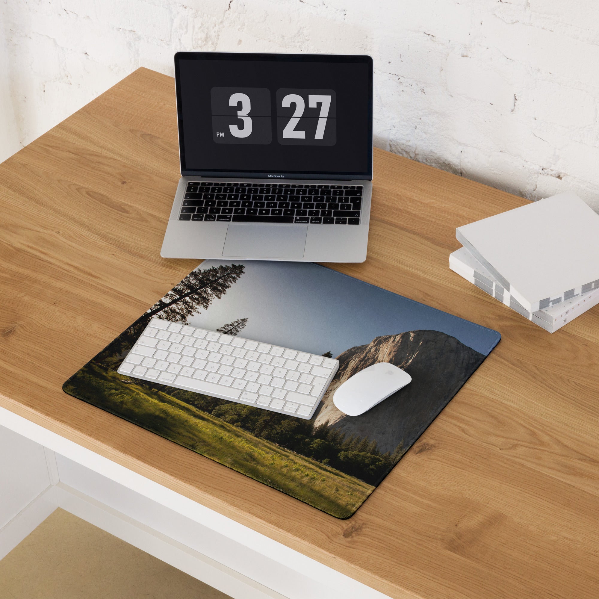 Forest Vista Scenic Mouse Pad - Forest Landscape Green Blue Home Office Minimalist Calm Mood, Nature Decor, Desk Mat