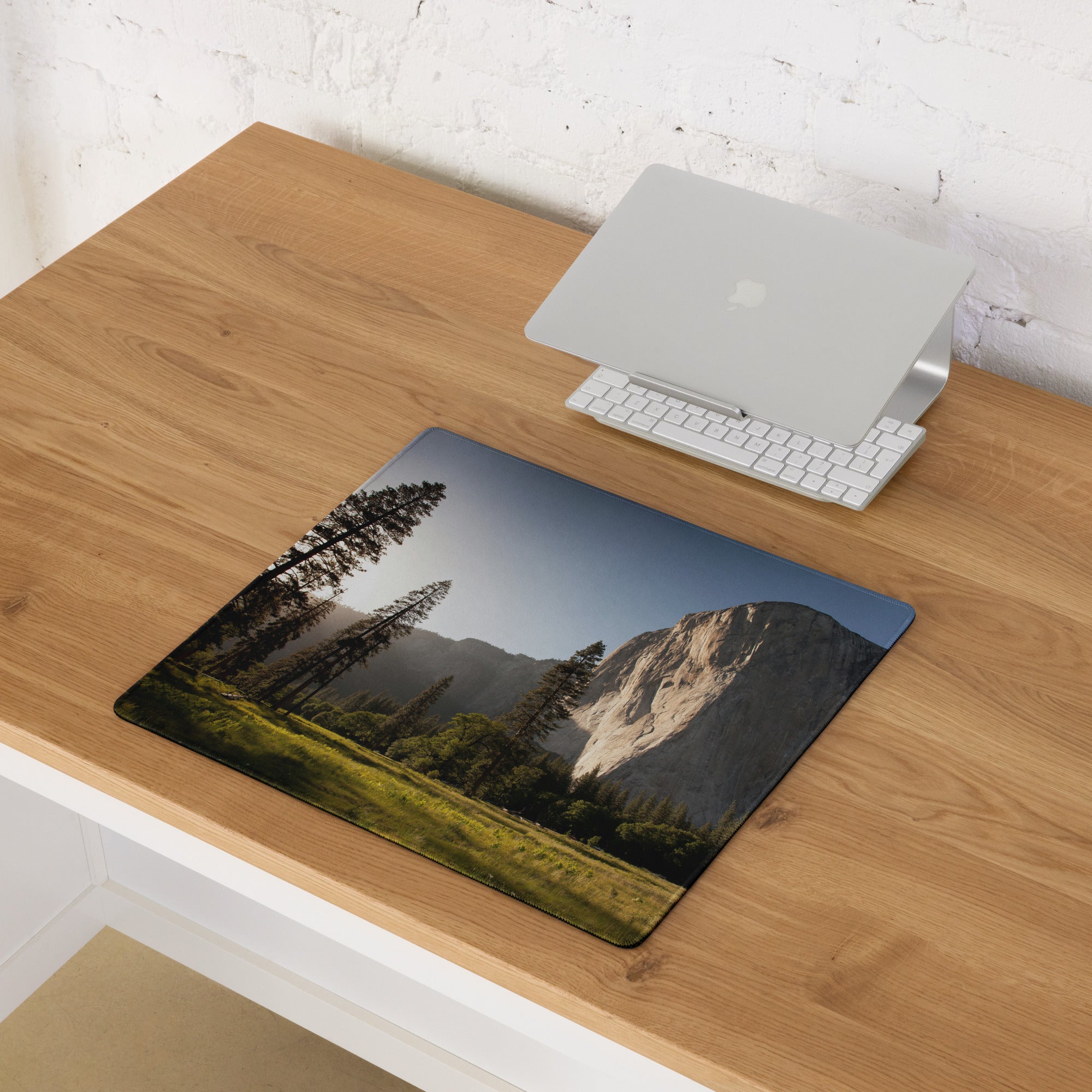 Forest Vista Scenic Mouse Pad - Forest Landscape Green Blue Home Office Minimalist Calm Mood, Nature Decor, Desk Mat